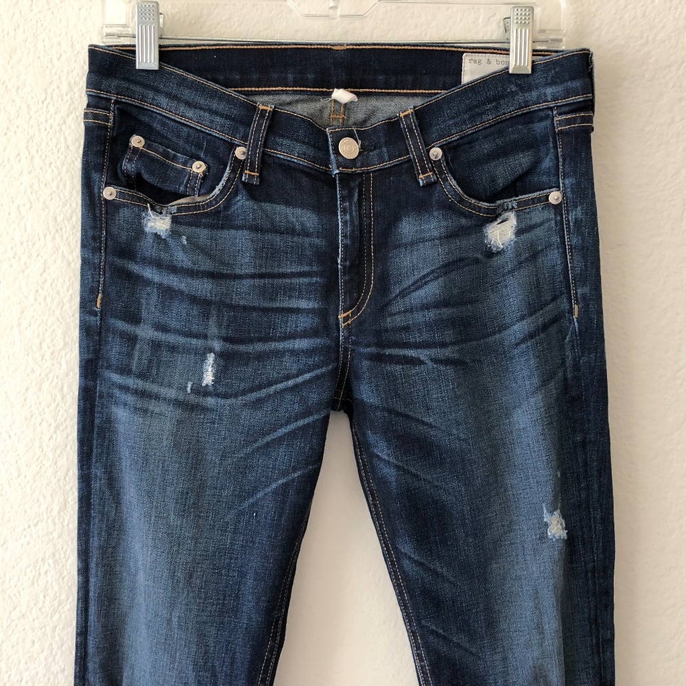 Rag and bone distressed skinny jeans dark wash 29 - Picture 3 of 8